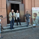 Russi (RA), inaugurazione - Il saluto di Elio Pezzi, presidente dell'Associazione E. Masoni; alla sua sinistra il sindaco Sergio Retini e il parroco don Claudio Bolognesi